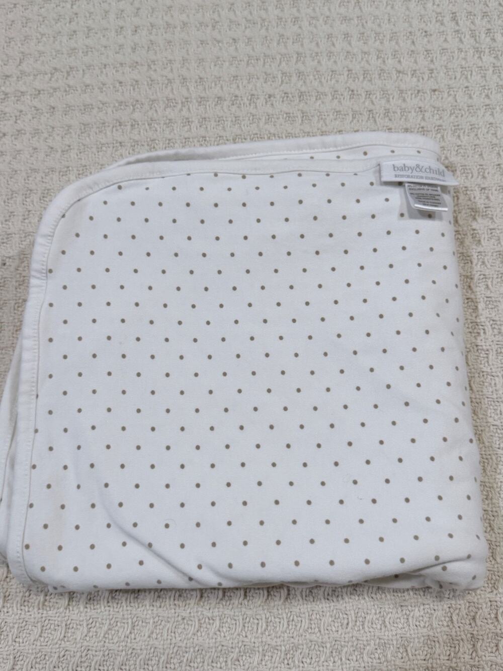 Baby and Child Restoration Hardware Knit Blanket Swaddle Tan Polka Swiss Dots